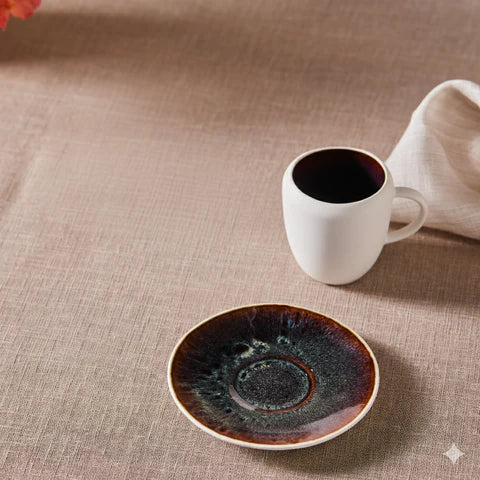 Karaca Earth Collection New Galactic 2-Piece Reactive Glaze Espresso Turkish Coffee Cup Set, 100ml, Single Person,White - Image 2