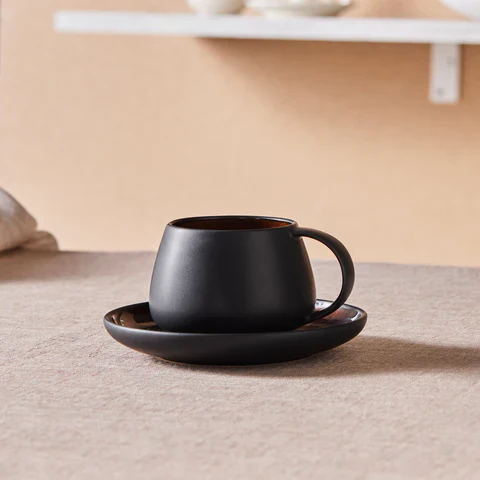 Karaca Earth Collection New Galactic 2-Piece Reactive Glaze Tea Set, 300ml, Black - Image 2