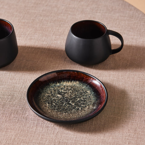 Karaca Earth Collection New Galactic 2-Piece Reactive Glaze Tea Set, 300ml, Black - Image 3