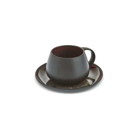 Karaca Earth Collection New Galactic 2-Piece Reactive Glaze Tea Set, 300ml, Black - Image 4