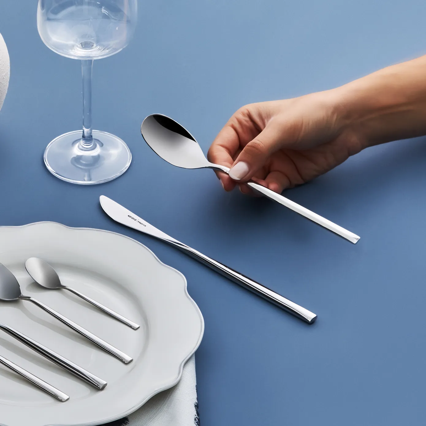 Karaca New Liza 84-Piece Stainless Steel Cutlery Set for 12 People, Silver - Image 3
