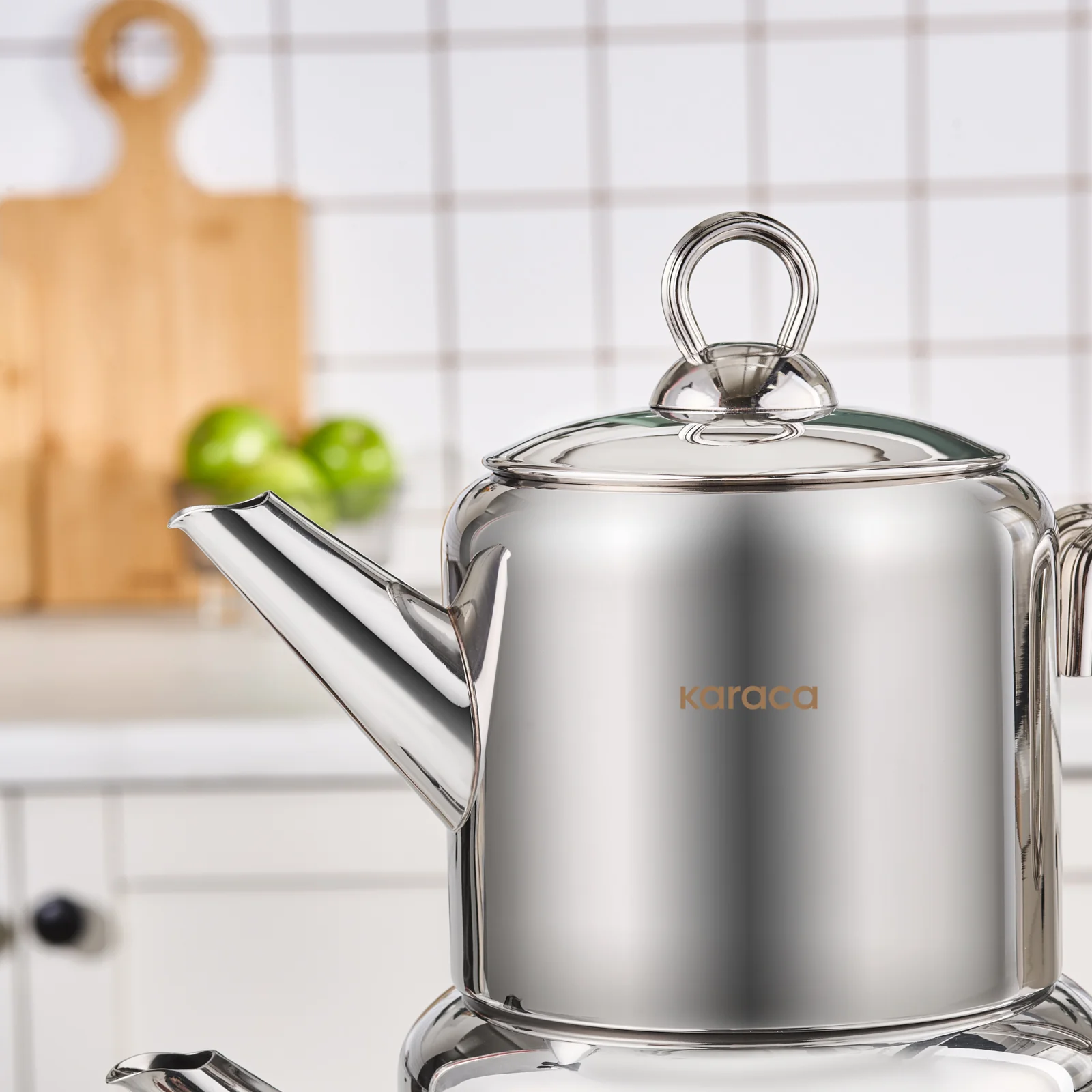 Karaca New Mani Stainless Steel Midi Size Teapot Set, Large, Silver - Image 3