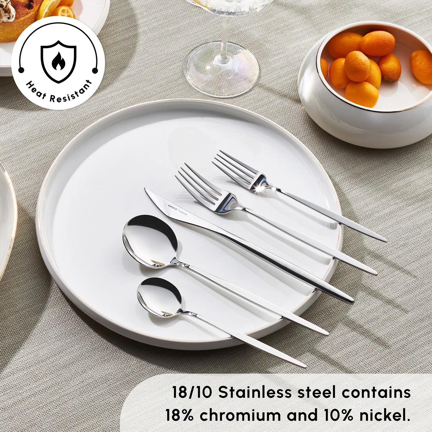 Karaca New Porto 60-Piece Stainless Steel Cutlery Set for 12 People, Platinum - Image 6