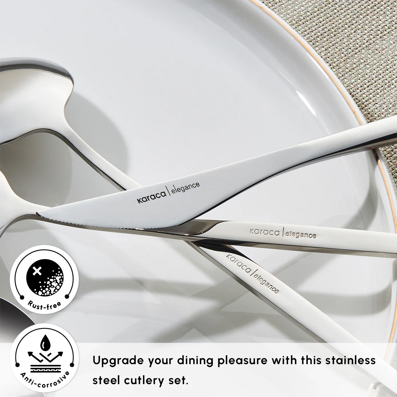 Karaca New Porto 60-Piece Stainless Steel Cutlery Set for 12 People, Platinum - Image 7