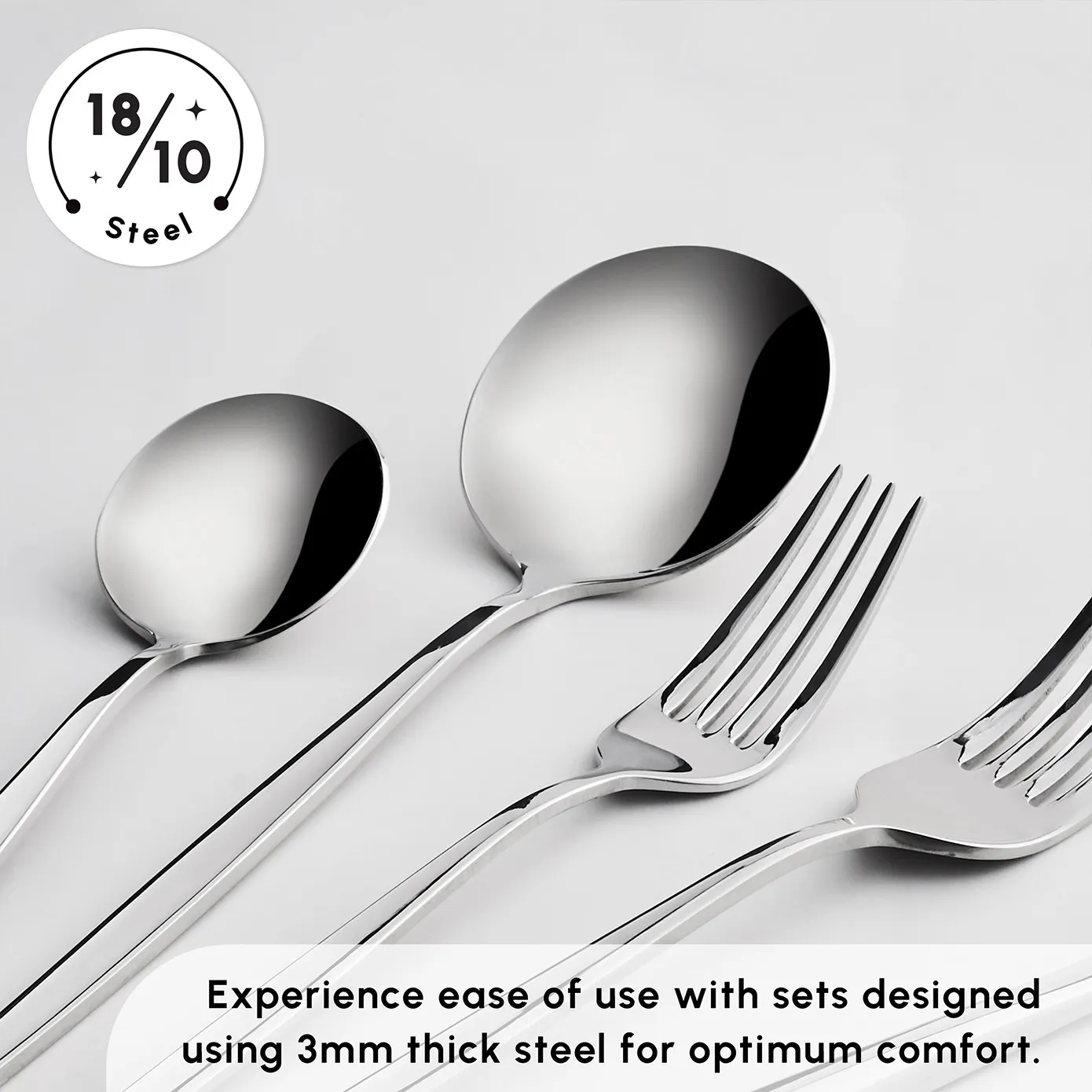 Karaca New Porto 60-Piece Stainless Steel Cutlery Set for 12 People, Platinum - Image 9