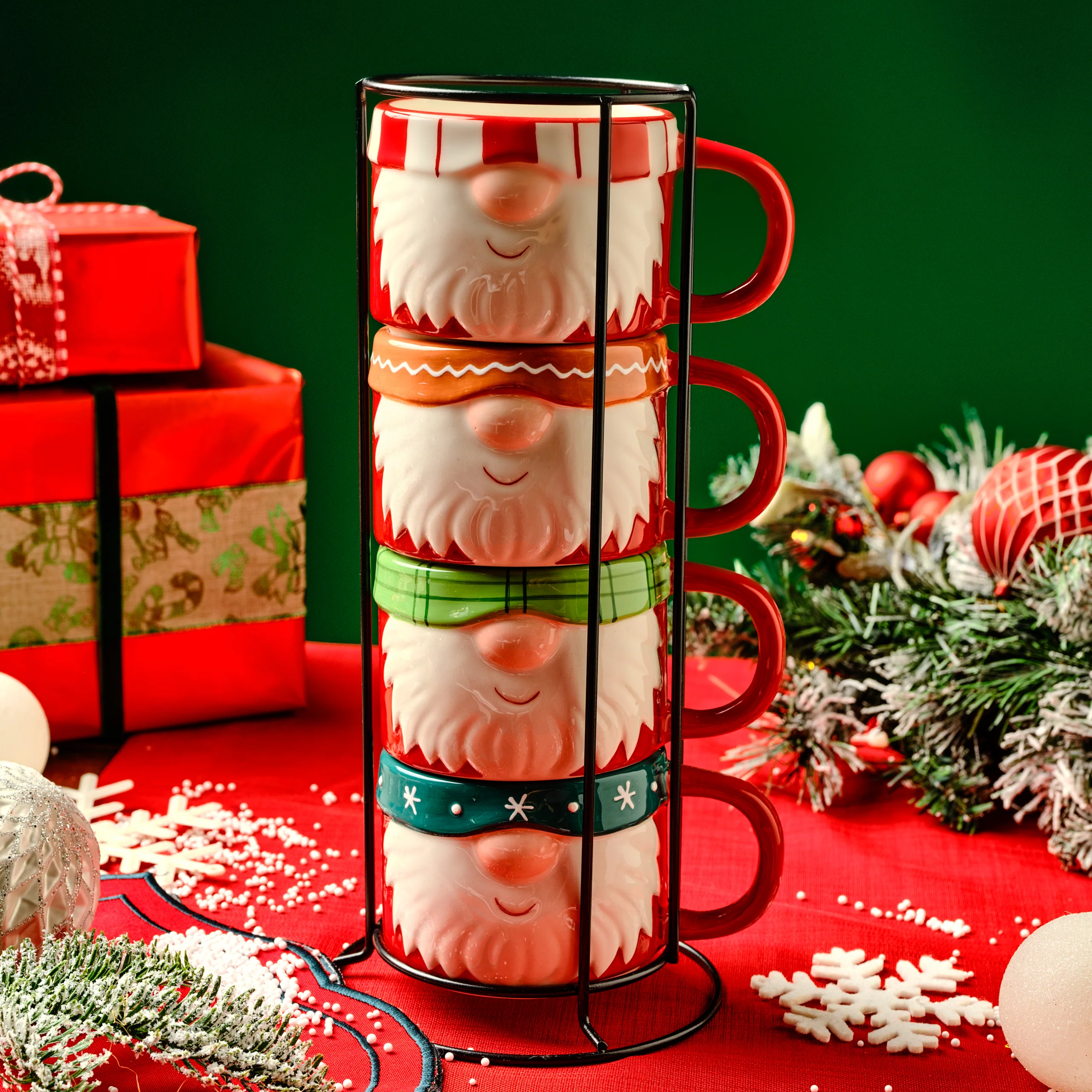 Karaca New Year Christmas Santa Mug with Stand, Multi