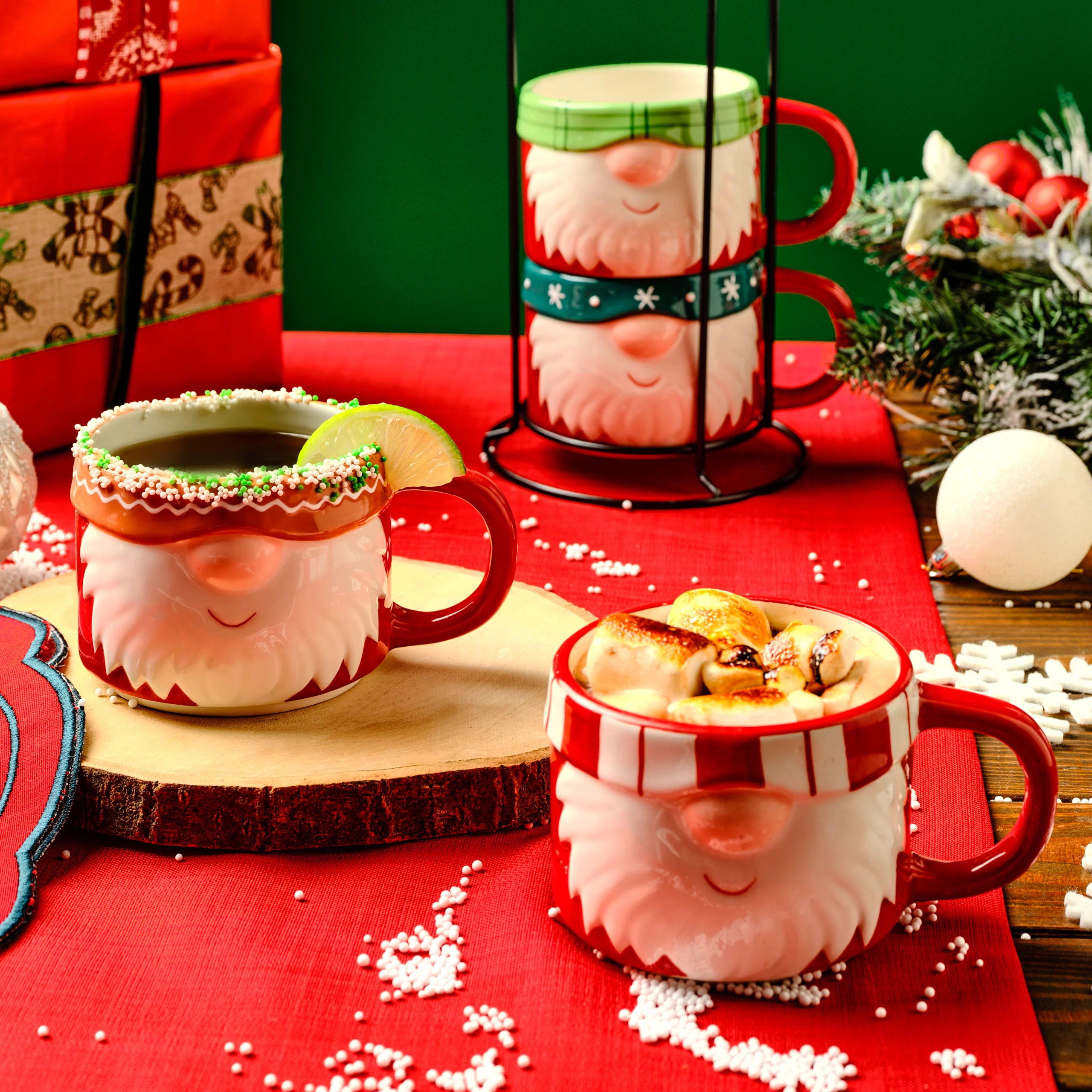 Karaca New Year Christmas Santa Mug with Stand, Multi - Image 2
