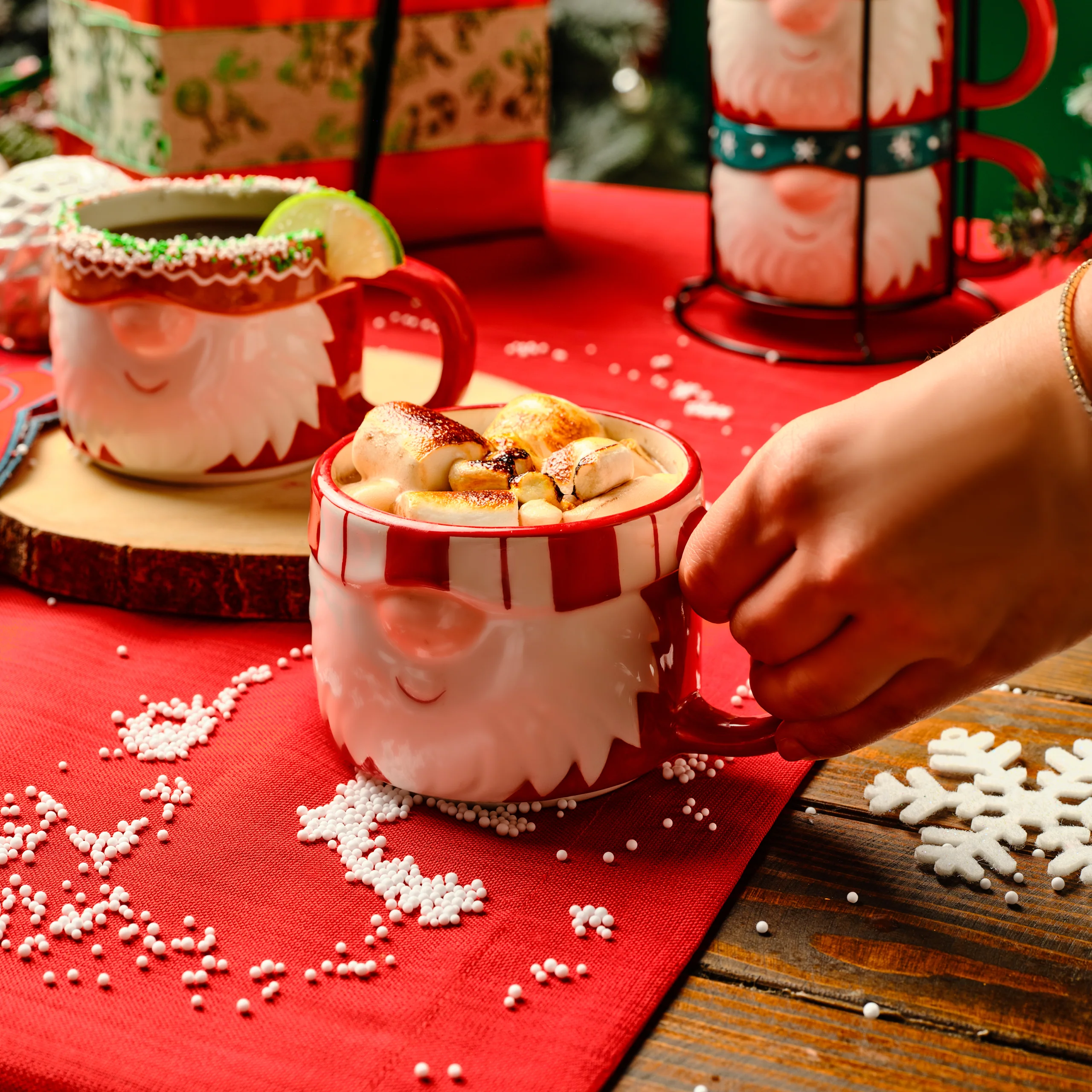 Karaca New Year Christmas Santa Mug with Stand, Multi - Image 4