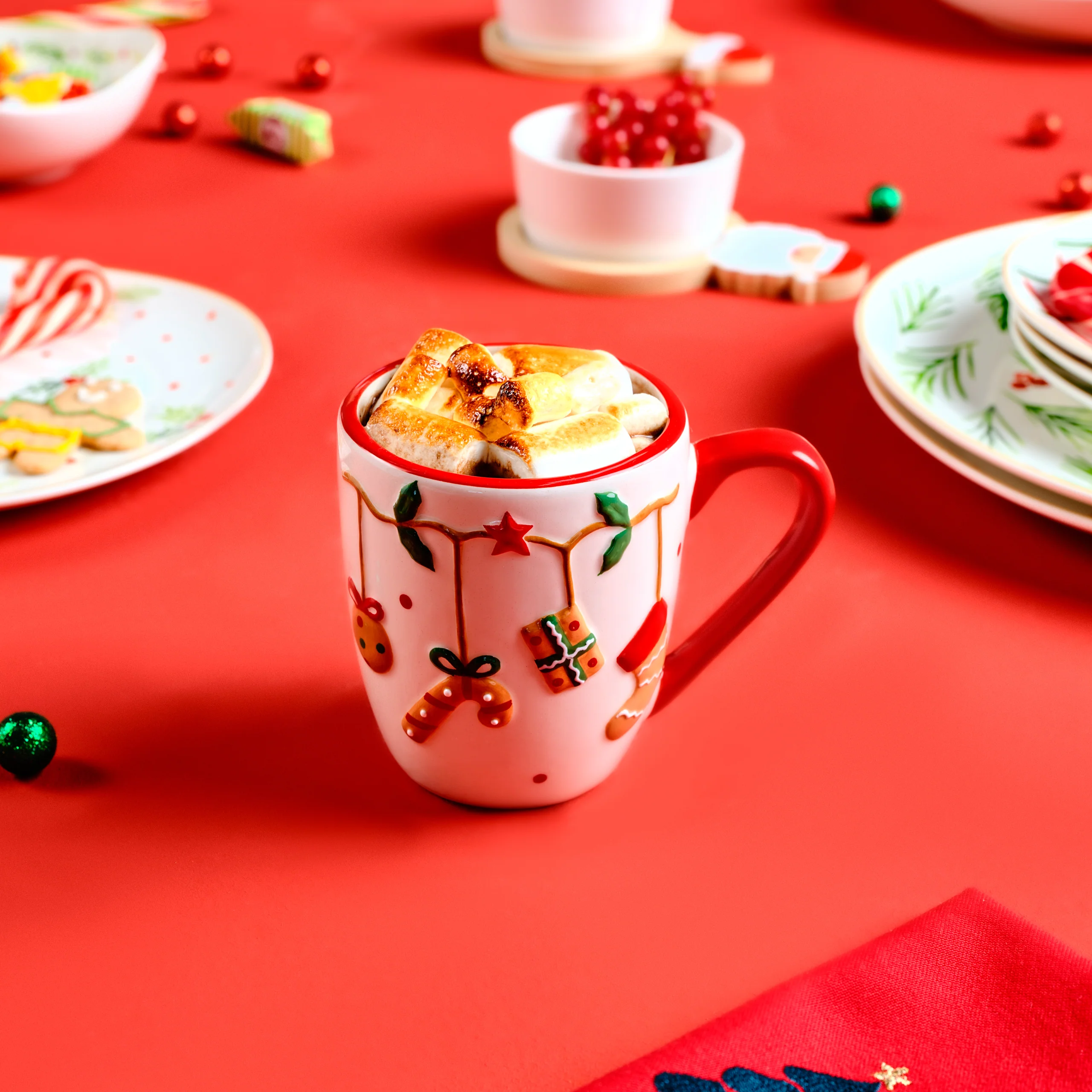 Karaca New Year Christmas Candy Cane Mug, Multi - Image 4