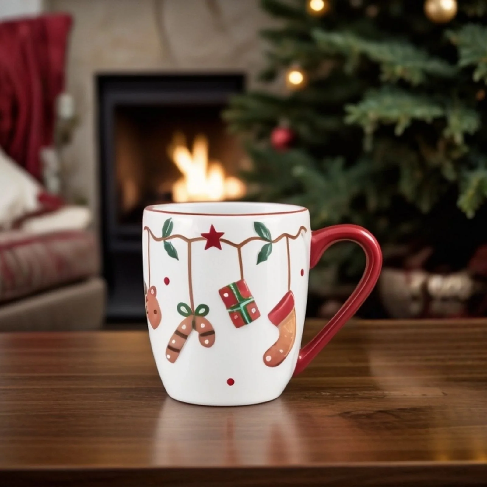 Karaca New Year Christmas Candy Cane Mug, Multi - Image 6