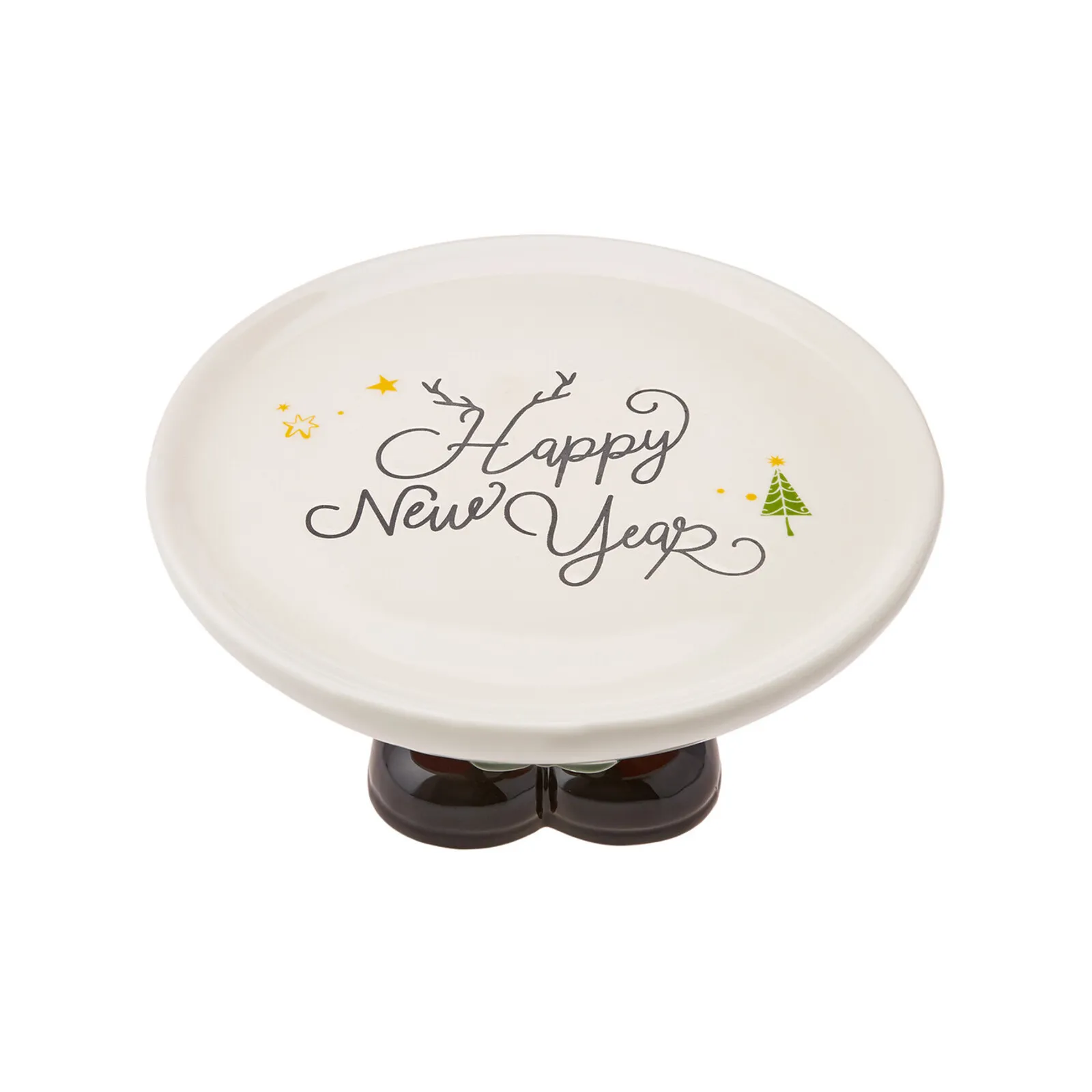 Karaca New Year Christmas Ceramic Cake Stand, 25.2cmx25.2cmx10.6cm, Multi - Image 3