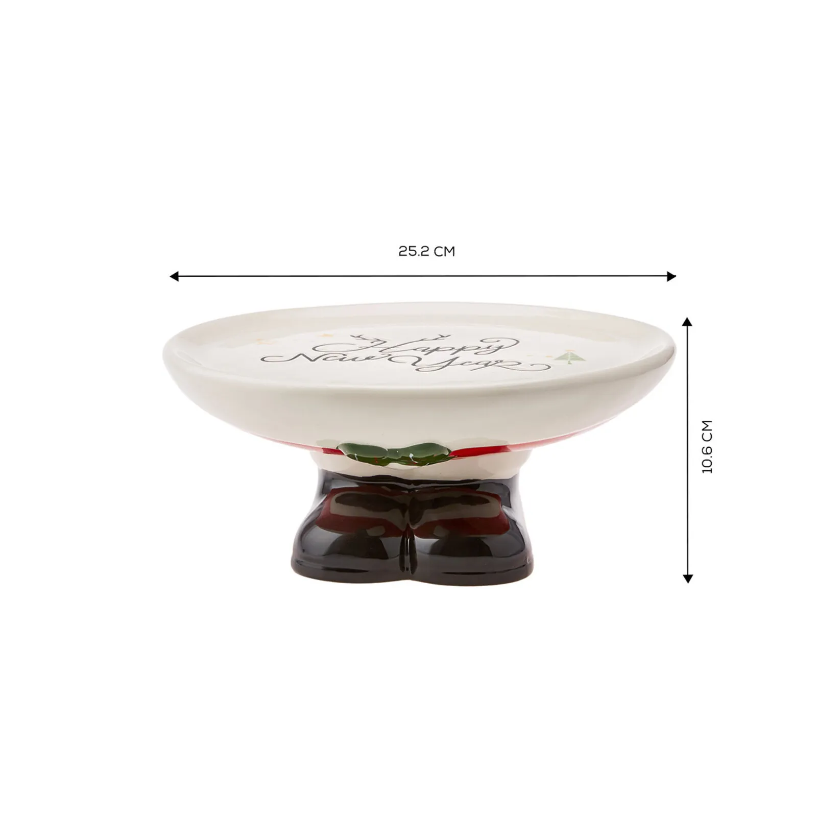 Karaca New Year Christmas Ceramic Cake Stand, 25.2cmx25.2cmx10.6cm, Multi - Image 5
