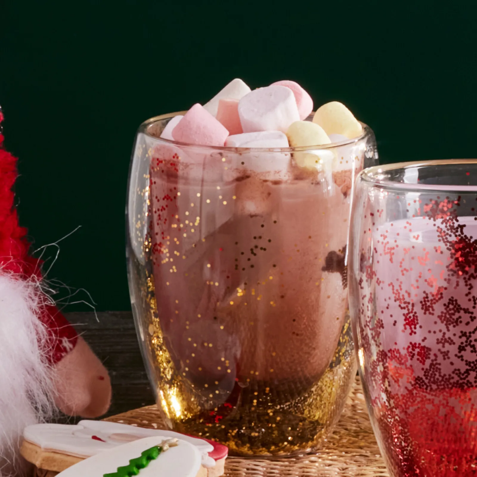 Karaca New Year Christmas Pia Glass Glitter Tumbler Glass, 350ml, Gold