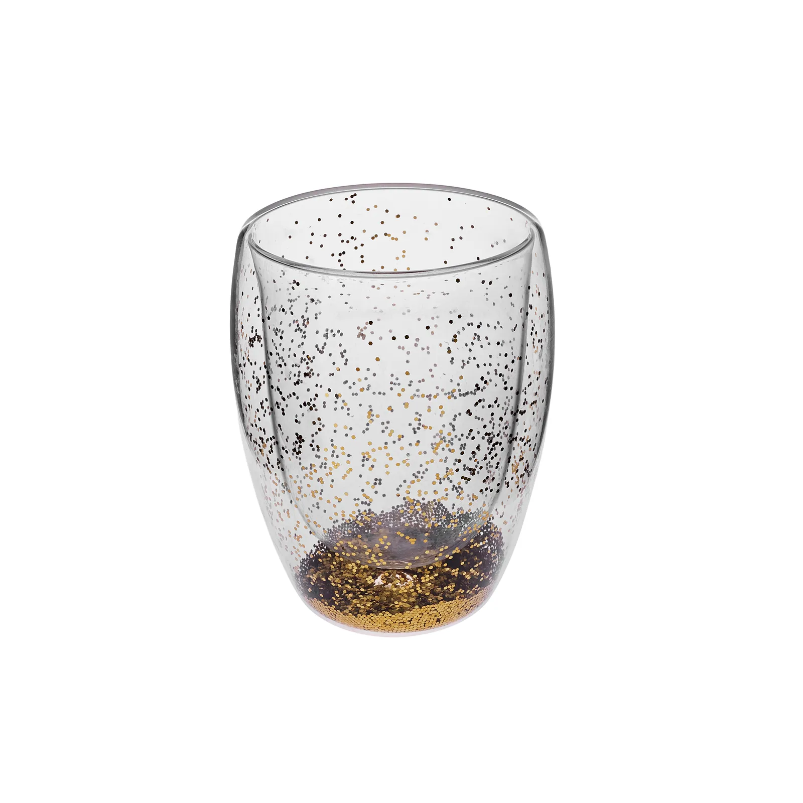 Karaca New Year Christmas Pia Glass Glitter Tumbler Glass, 350ml, Gold - Image 2