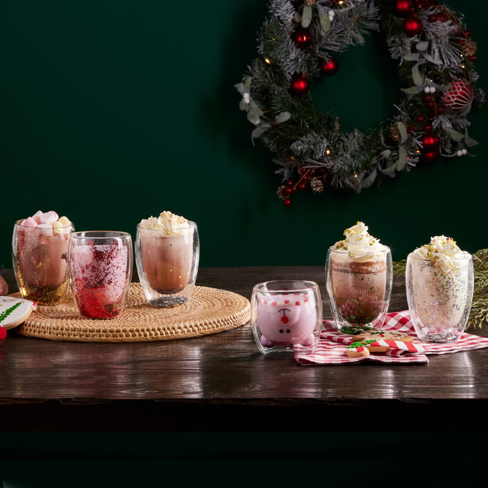 Karaca New Year Christmas Pia Glass Glitter Tumbler Glass, 350ml, Gold - Image 4