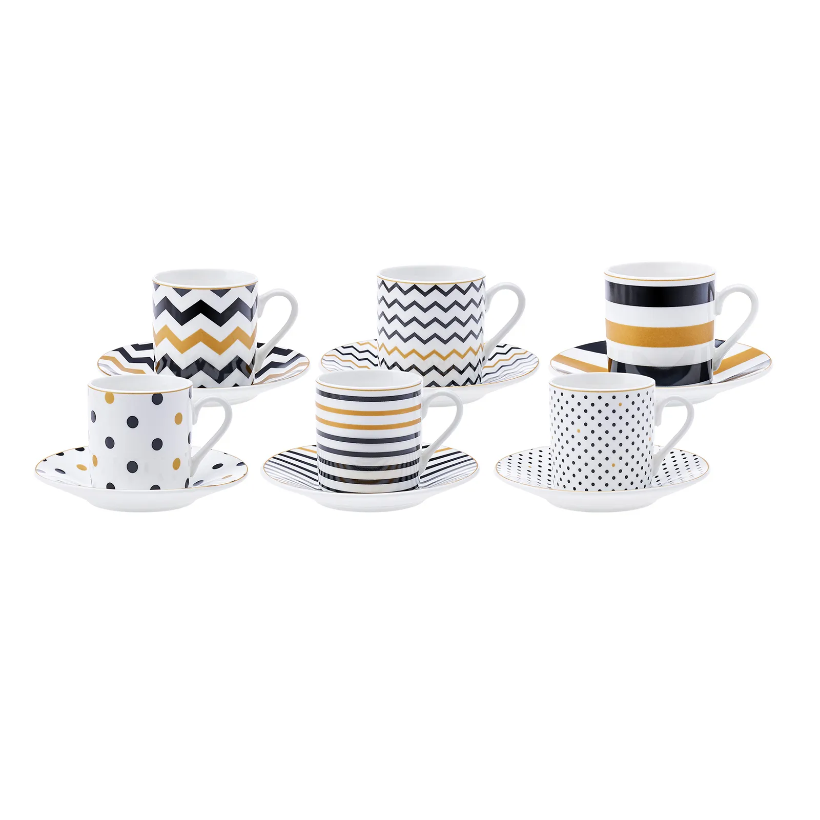 Karaca Nossa 12-Piece Porcelain Espresso Turkish Coffee Cup for 6 People, 80ml, Multi - Image 2