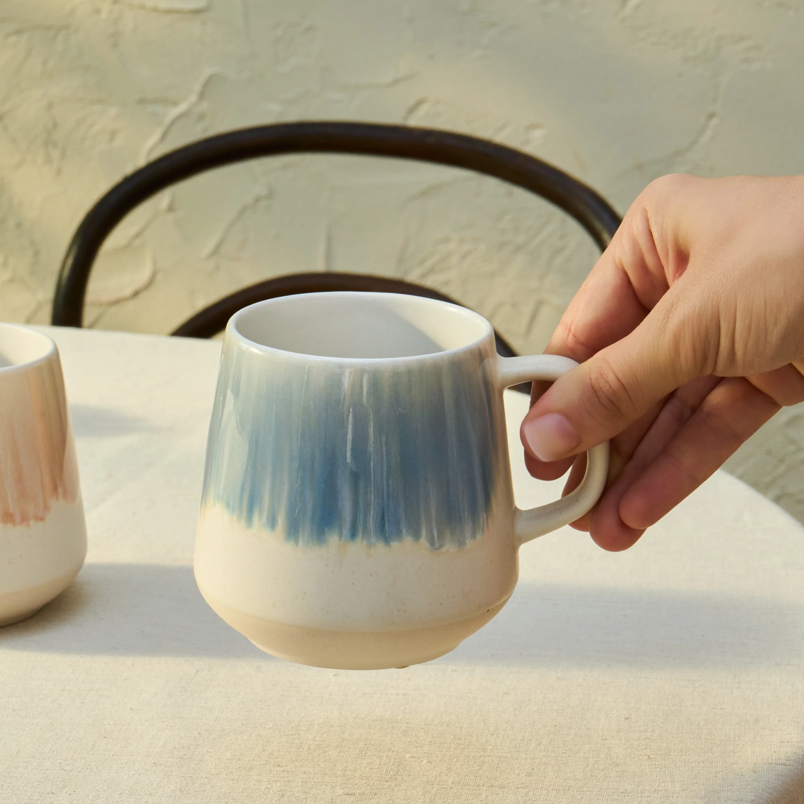Karaca Okeanos 2 Piece Stoneware Mug Set, 400ml, Multi - Image 4