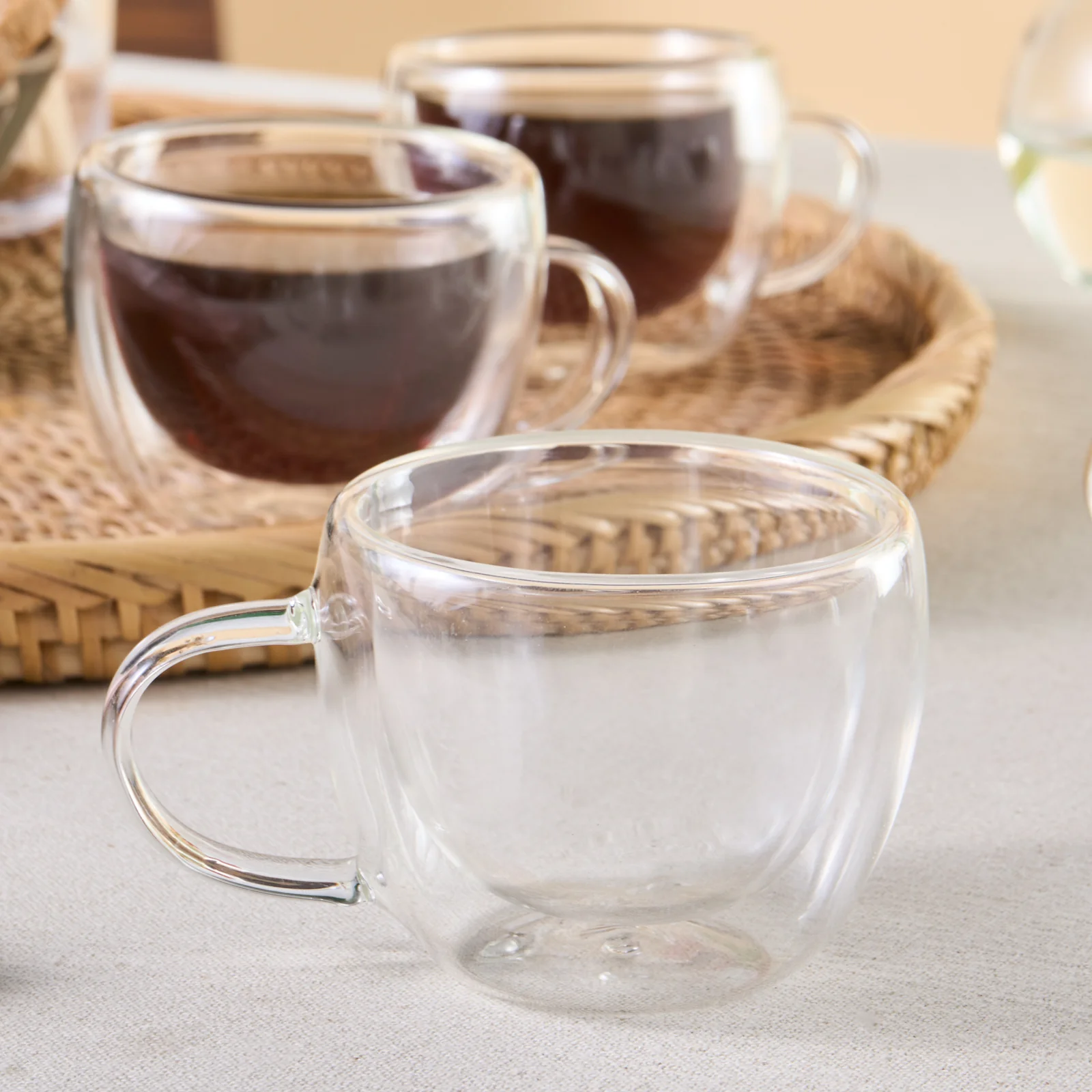 Karaca Olivia 6-Piece Double Wall Glass Espresso Turkish Coffee Cup Set for 6 People, 80ml, Clear - Image 3