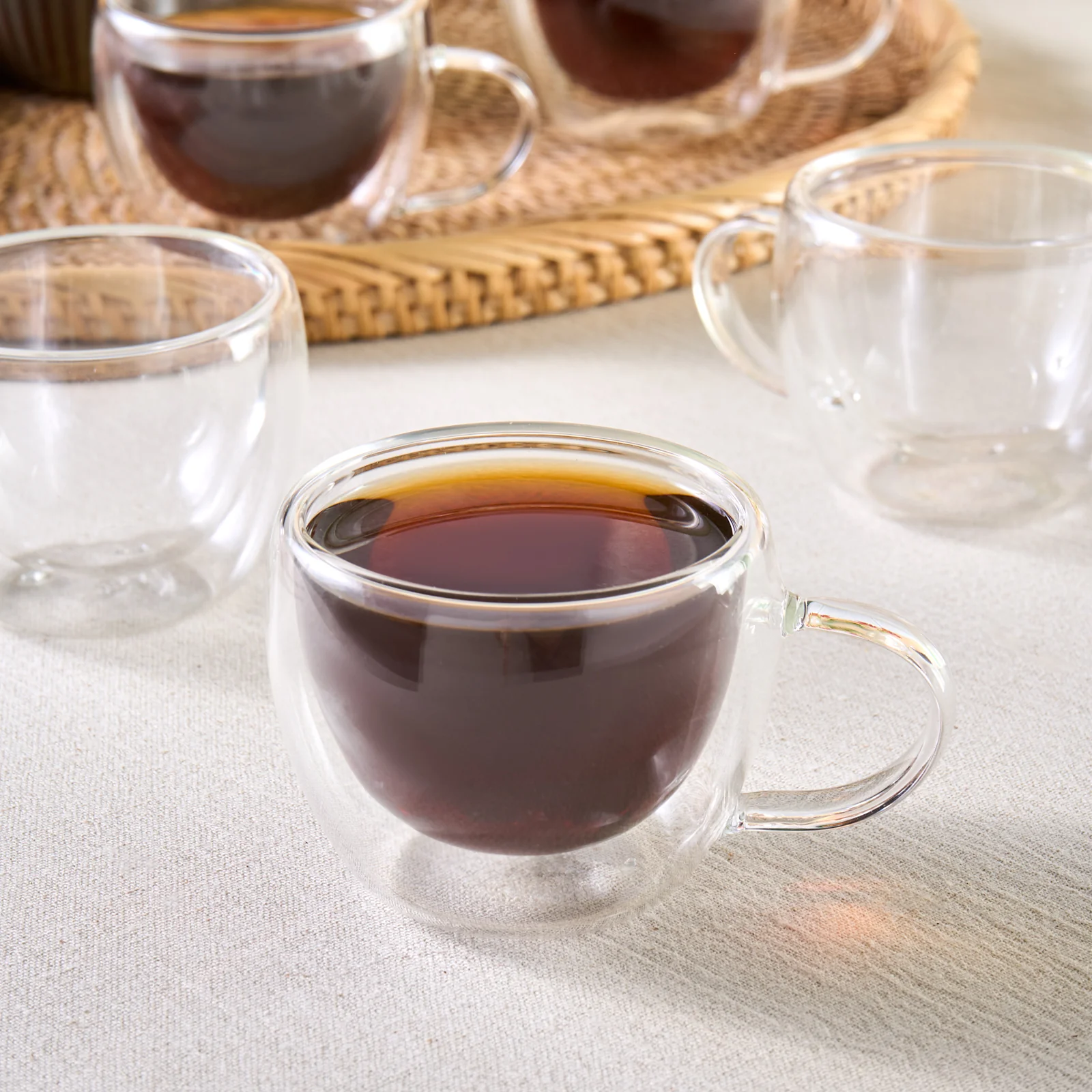 Karaca Olivia 6-Piece Double Wall Glass Espresso Turkish Coffee Cup Set for 6 People, 80ml, Clear - Image 4