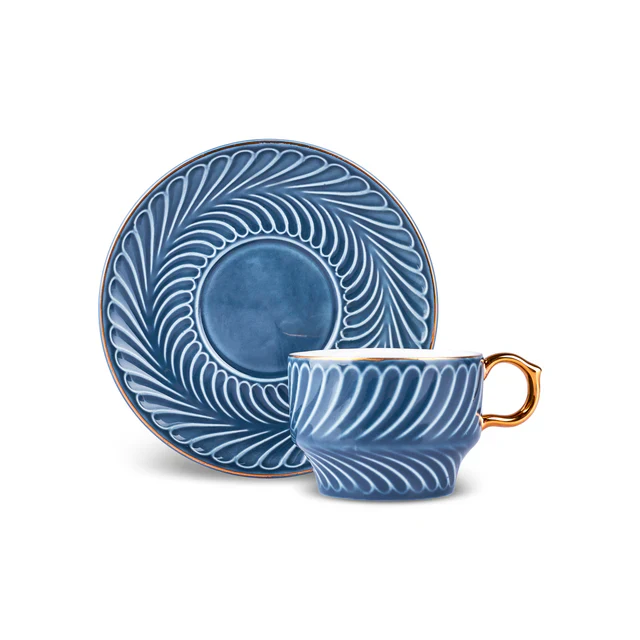 Karaca Olympian 12-Piece Porcelain Turkish Coffee Cup Set for 6 People, 90ml, Blue - Image 6