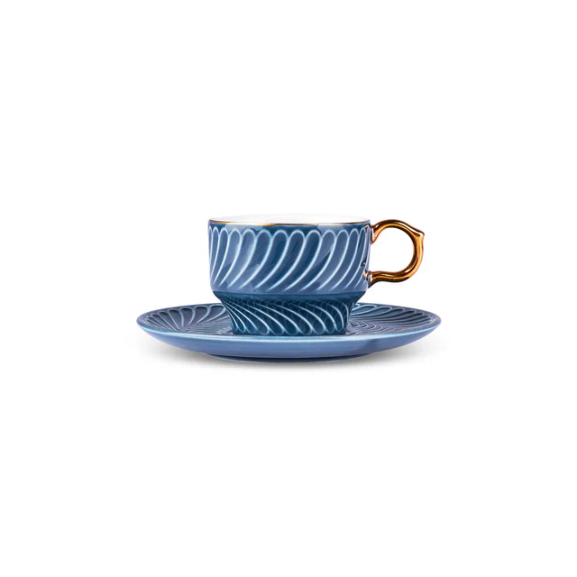 Karaca Olympian 12-Piece Porcelain Turkish Coffee Cup Set for 6 People, 90ml, Blue - Image 8