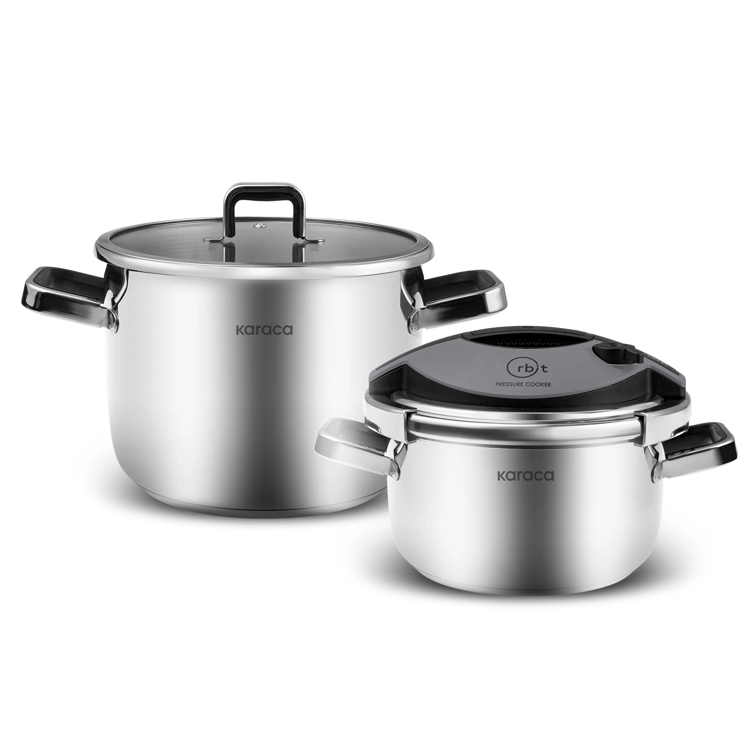 Karaca Orbit 2-Piece Stainless Steel Induction Pressure Cooker Set, 6L+8L, Black - Image 5