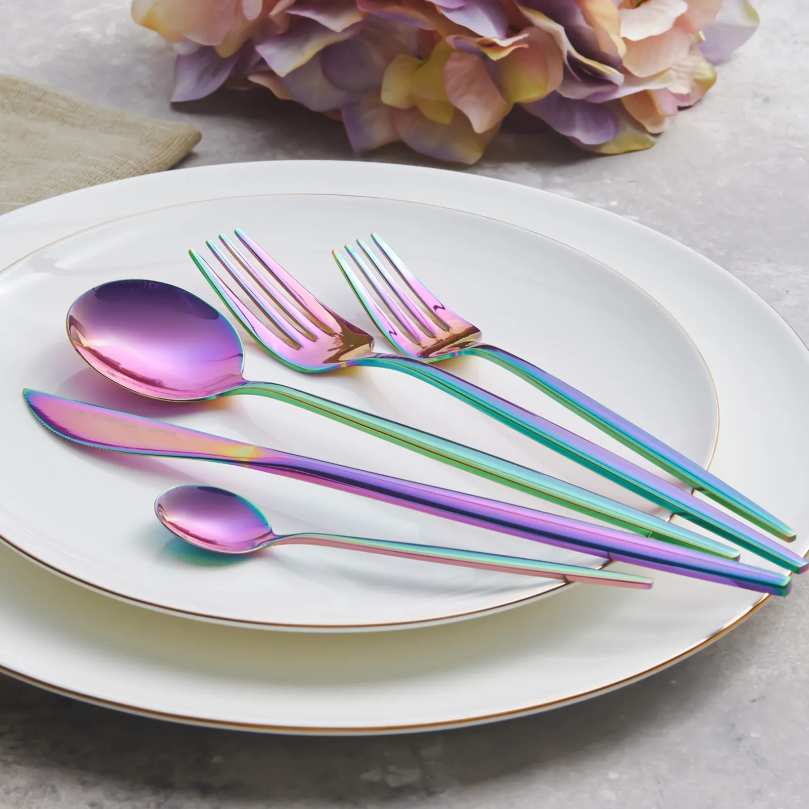 Karaca Orion 30-Piece Rainbow Stainless Steel Cutlery Set for 6 People, Multi - Image 3
