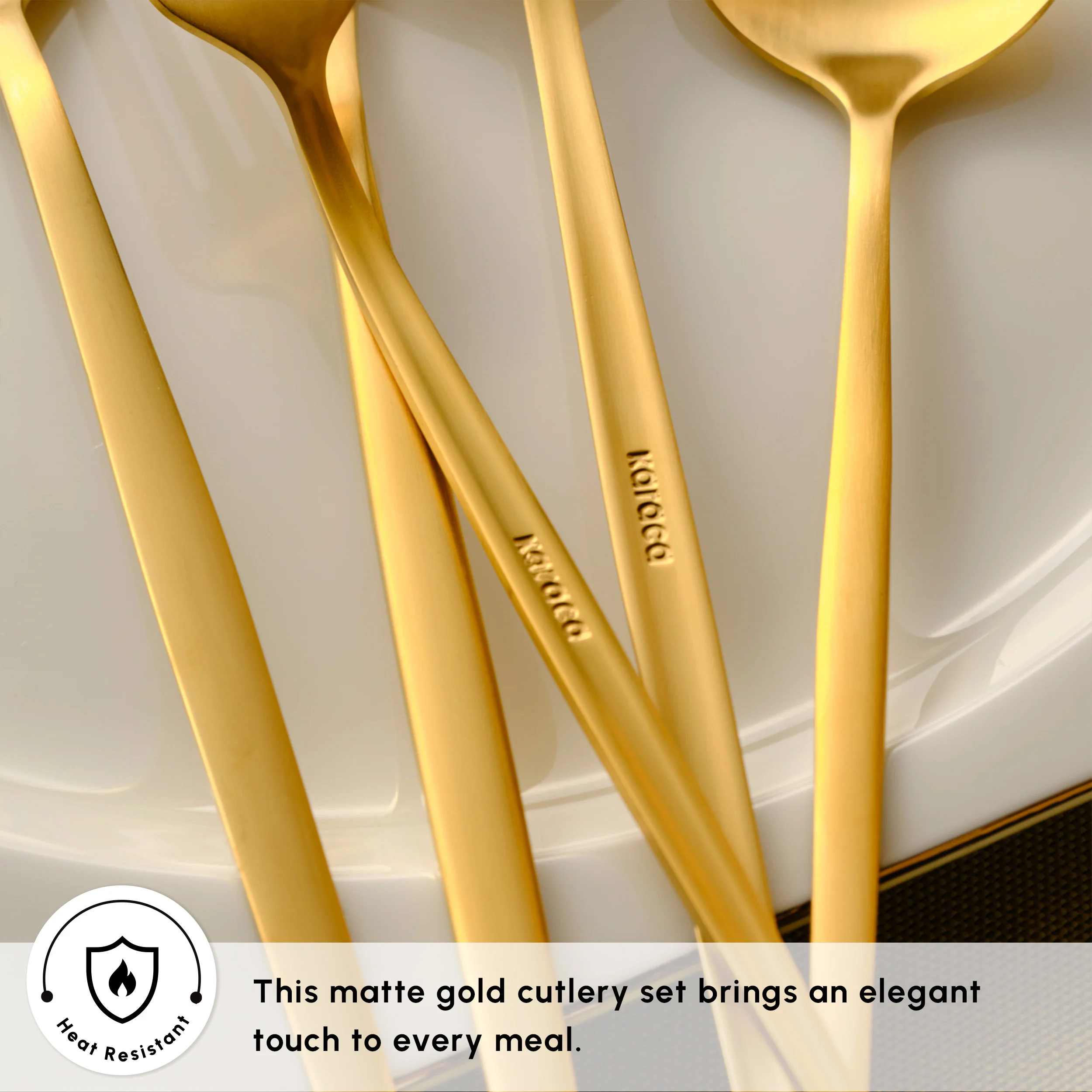 Karaca Orion 30-Piece Stainless Steel Cutlery Set for 6 People, Matte Gold - Image 7