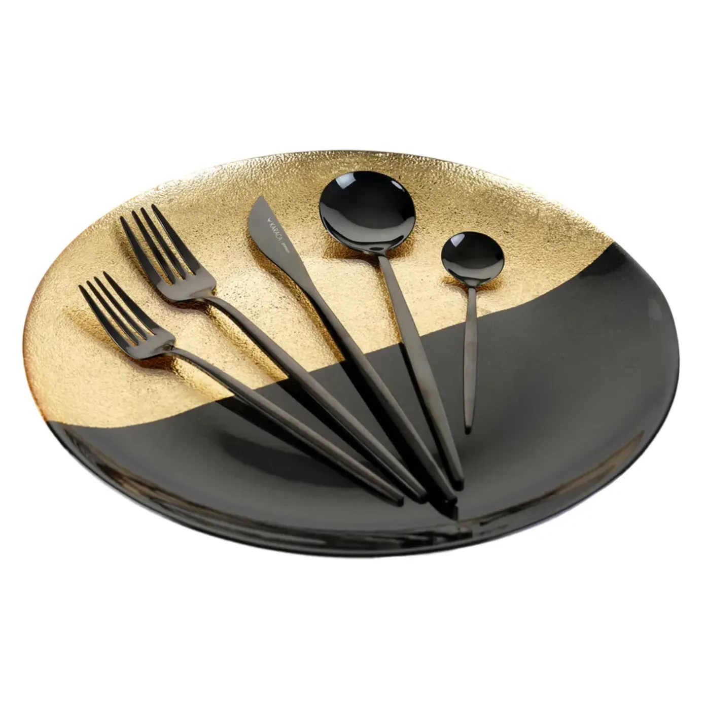 Karaca Orion 30-Piece Stainless Steel Cutlery Set for 6 People, Shiny Black - Image 4