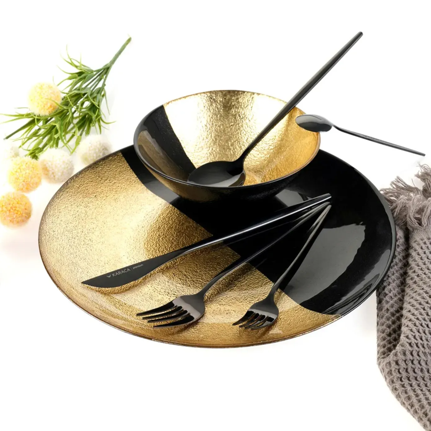 Karaca Orion 30-Piece Stainless Steel Cutlery Set for 6 People, Shiny Black - Image 7