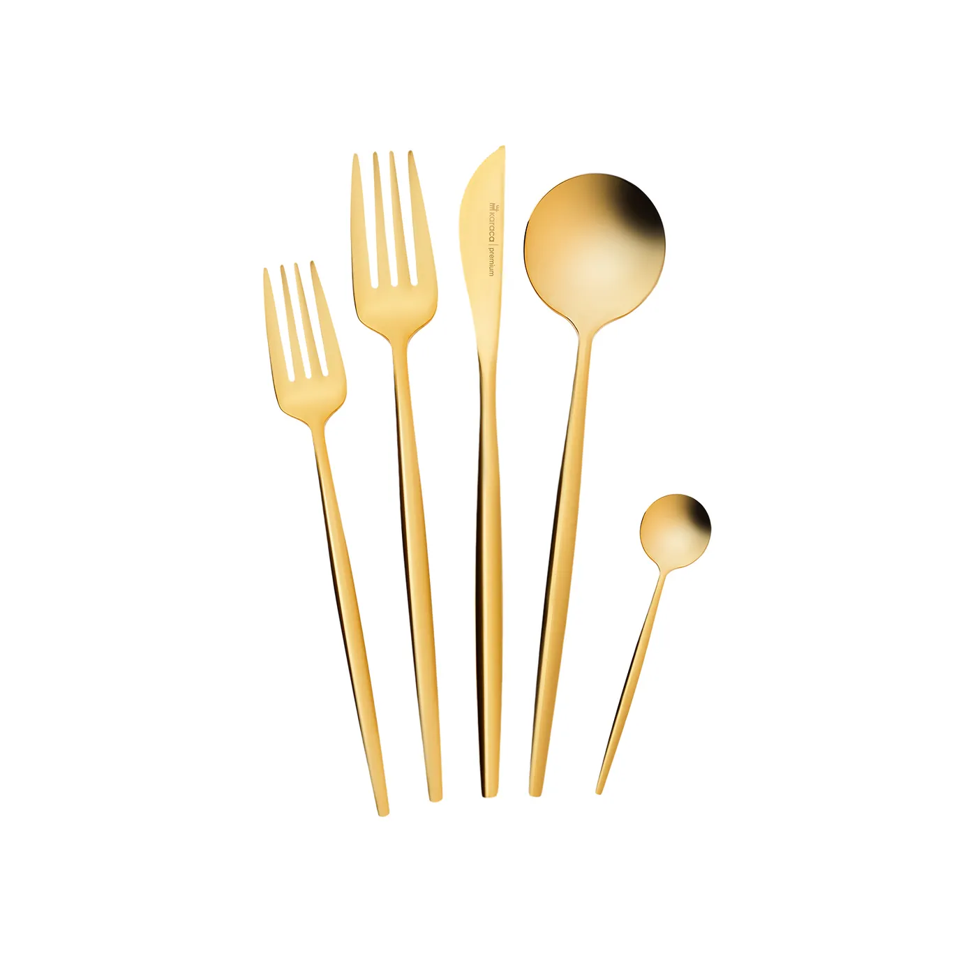 Karaca Orion 30-Piece Stainless Steel Cutlery Set for 6 People, Shiny Champagne Gold
