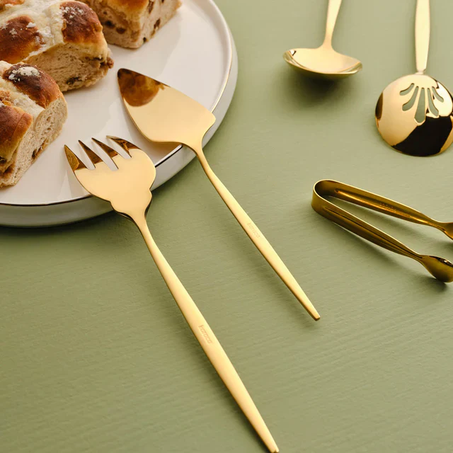 Karaca Orion 7-Piece Stainless Steel Serving Set, Shiny Gold - Image 5