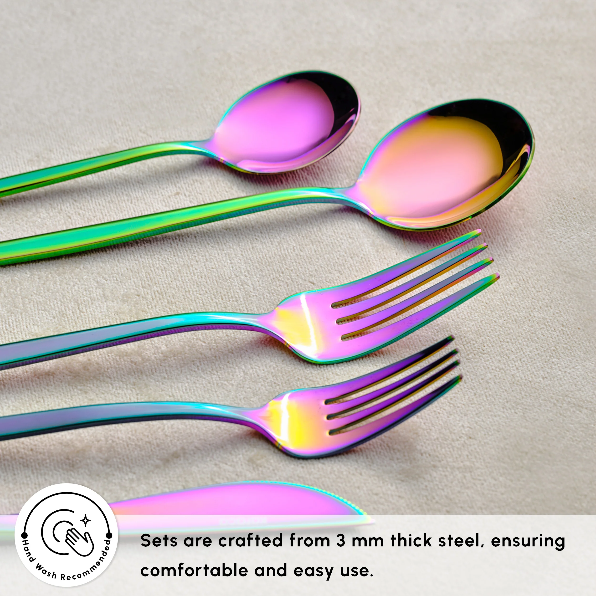 Karaca Orion Silver 60-Piece Cutlery Set for 12-People, Rainbow - Image 6