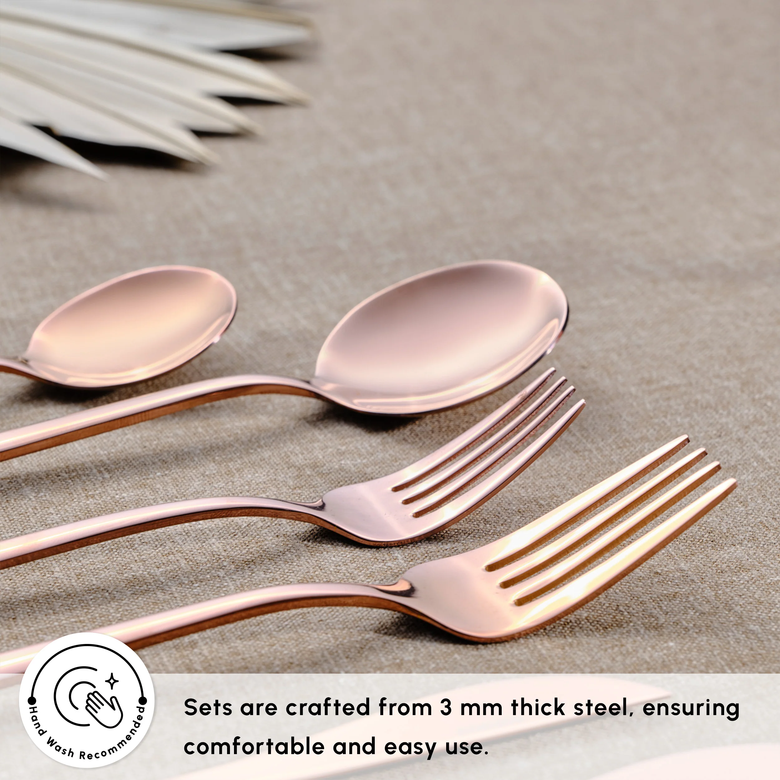 Karaca Orion 60-Piece Stainless Steel Cutlery Set for 12 People, Rose Gold - Image 7