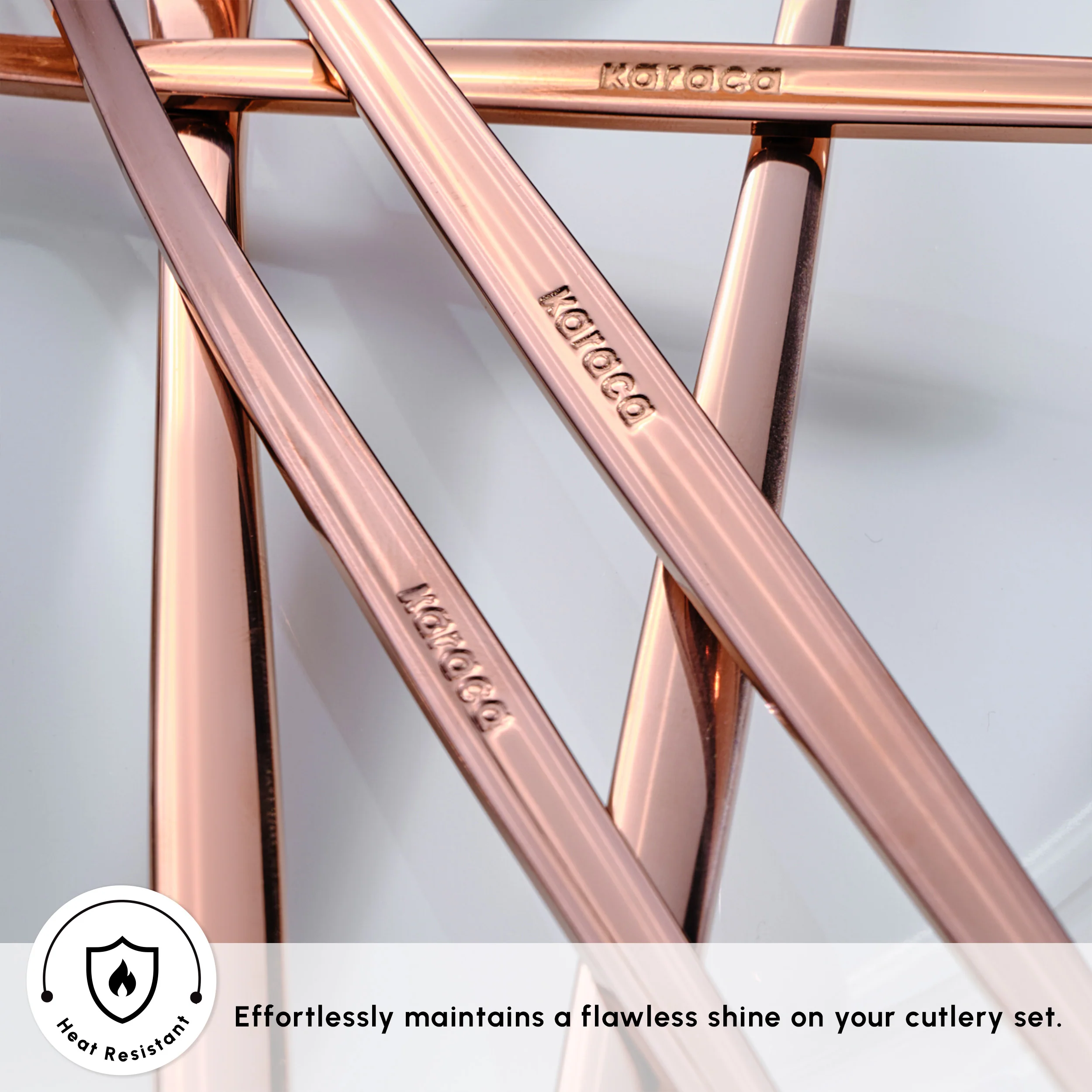 Karaca Orion 60-Piece Stainless Steel Cutlery Set for 12 People, Rose Gold - Image 8