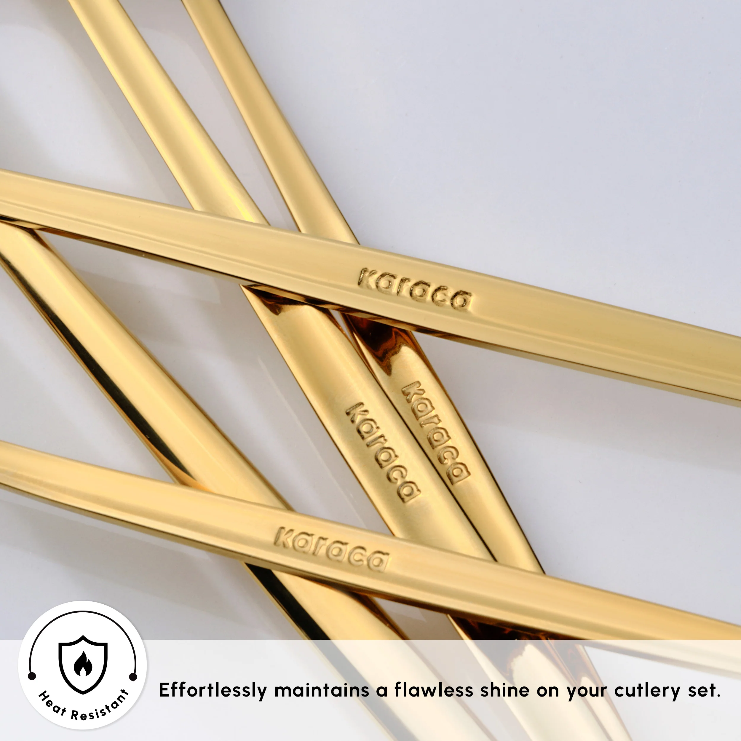 Karaca Orion Silver 60-Piece Stainless Steel Cutlery Set for 12 People, Shiny Gold - Image 6