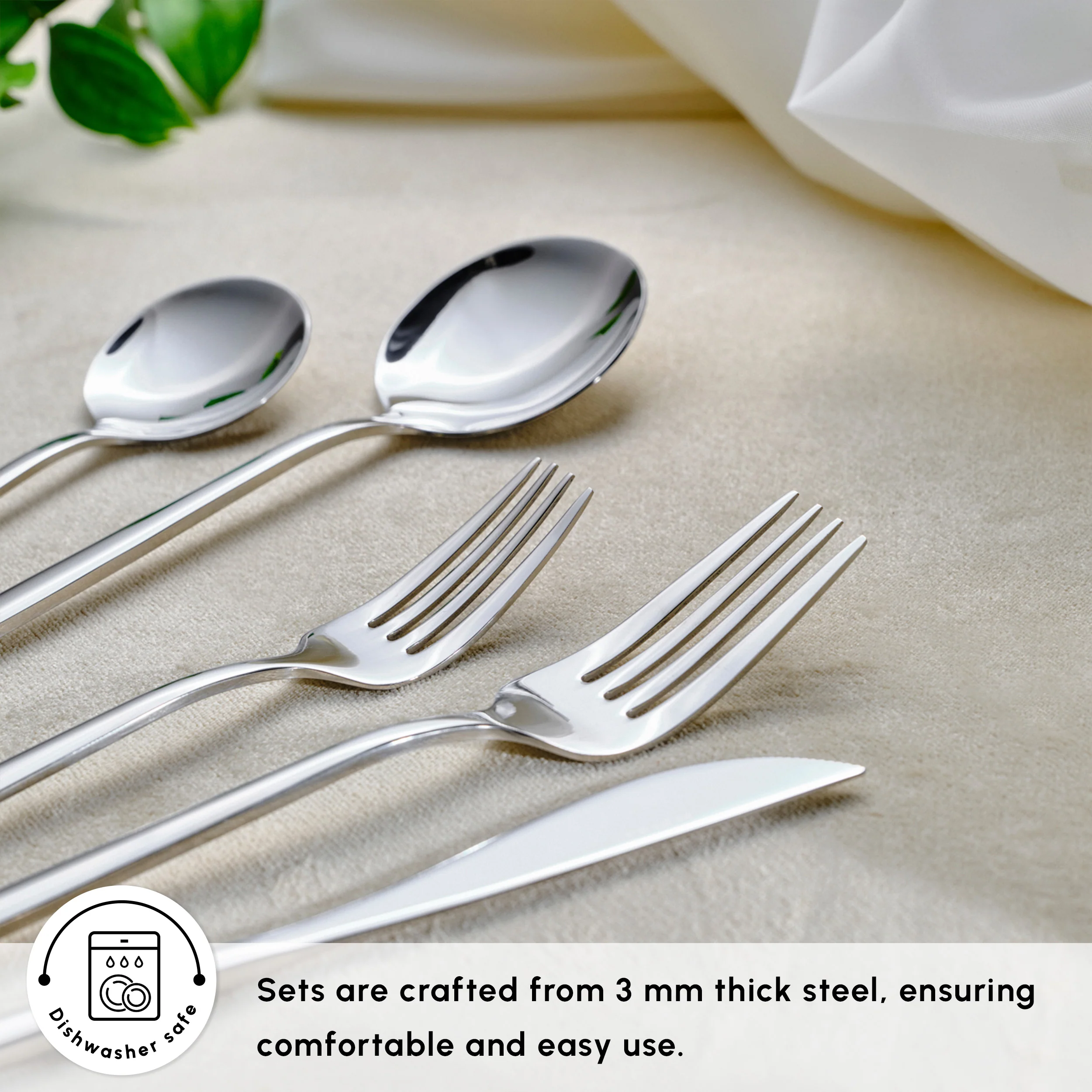 Karaca Orion Silver 60-Piece Stainless Steel Cutlery Set for 12 People, Silver - Image 6