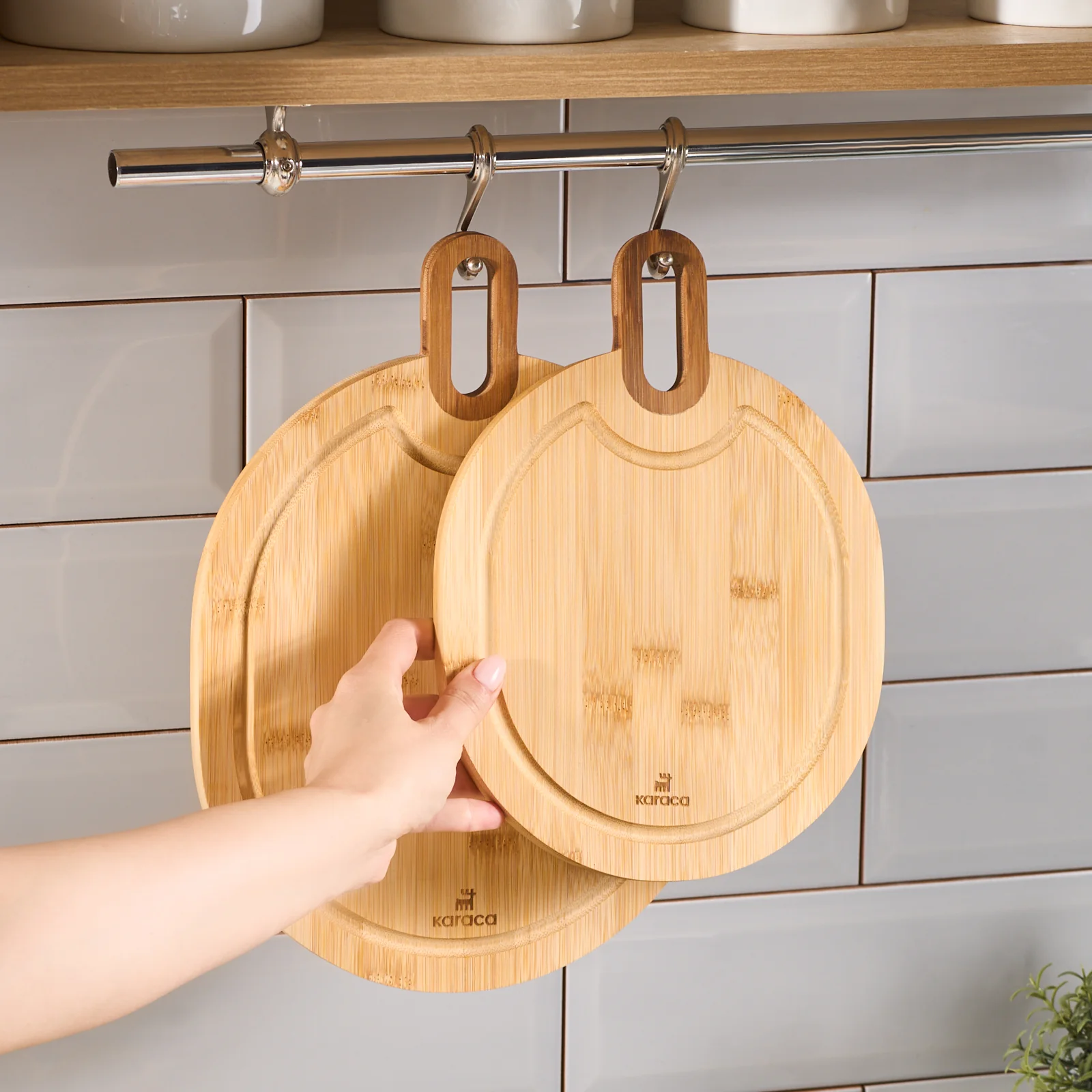 Karaca Ovelcut 2-Piece Bamboo Chopping Board Set, Wood - Image 2