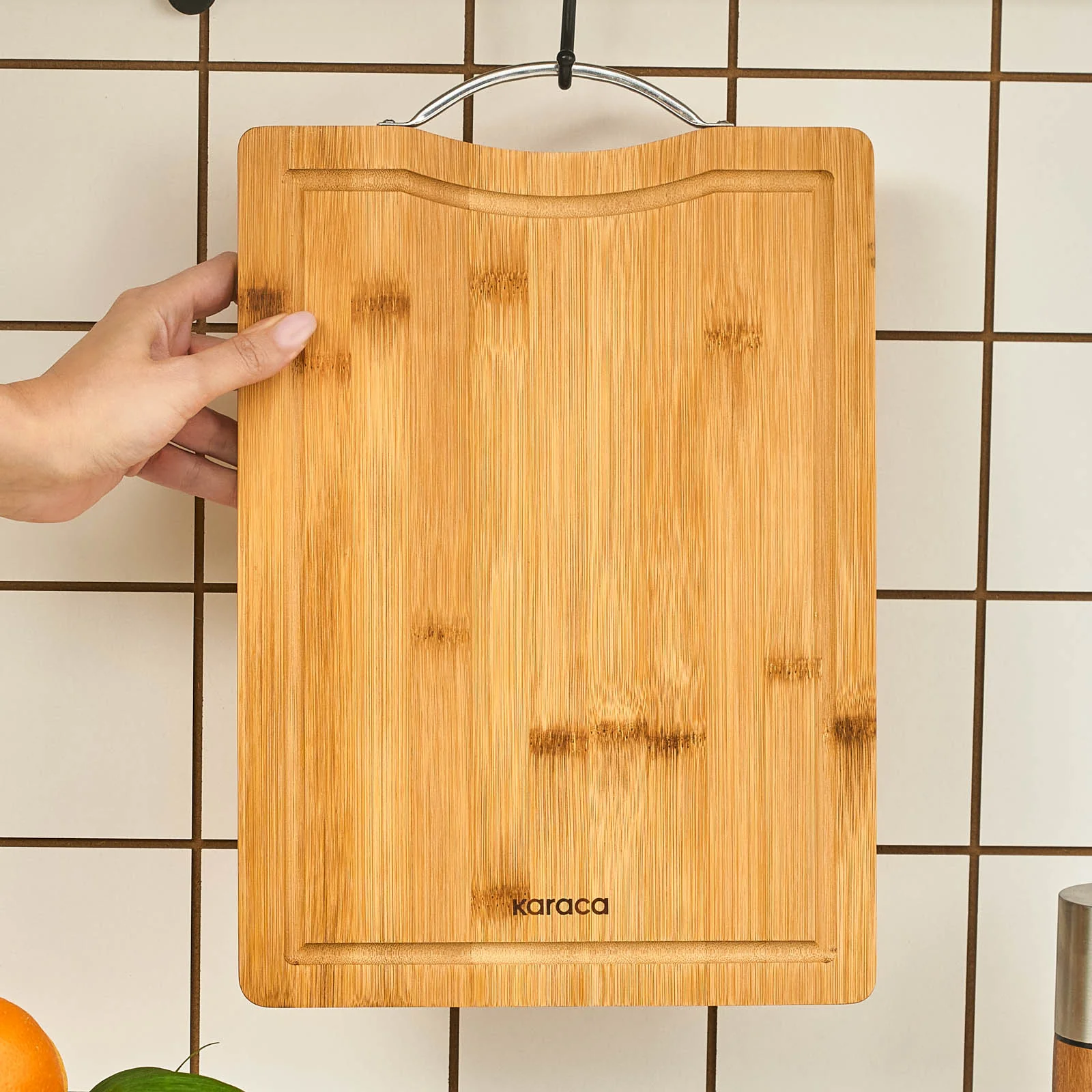 Karaca Owen Bamboo Rectangle Chopping Board, Large, Wood - Image 3