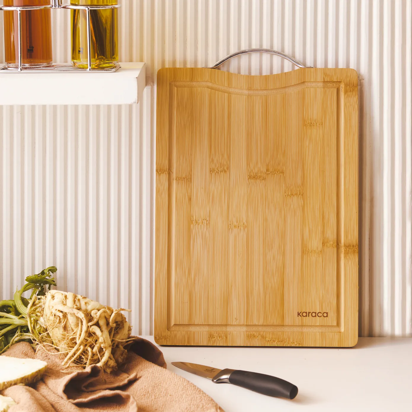 Karaca Owen Bamboo Rectangle Chopping Board, Large, Wood - Image 5