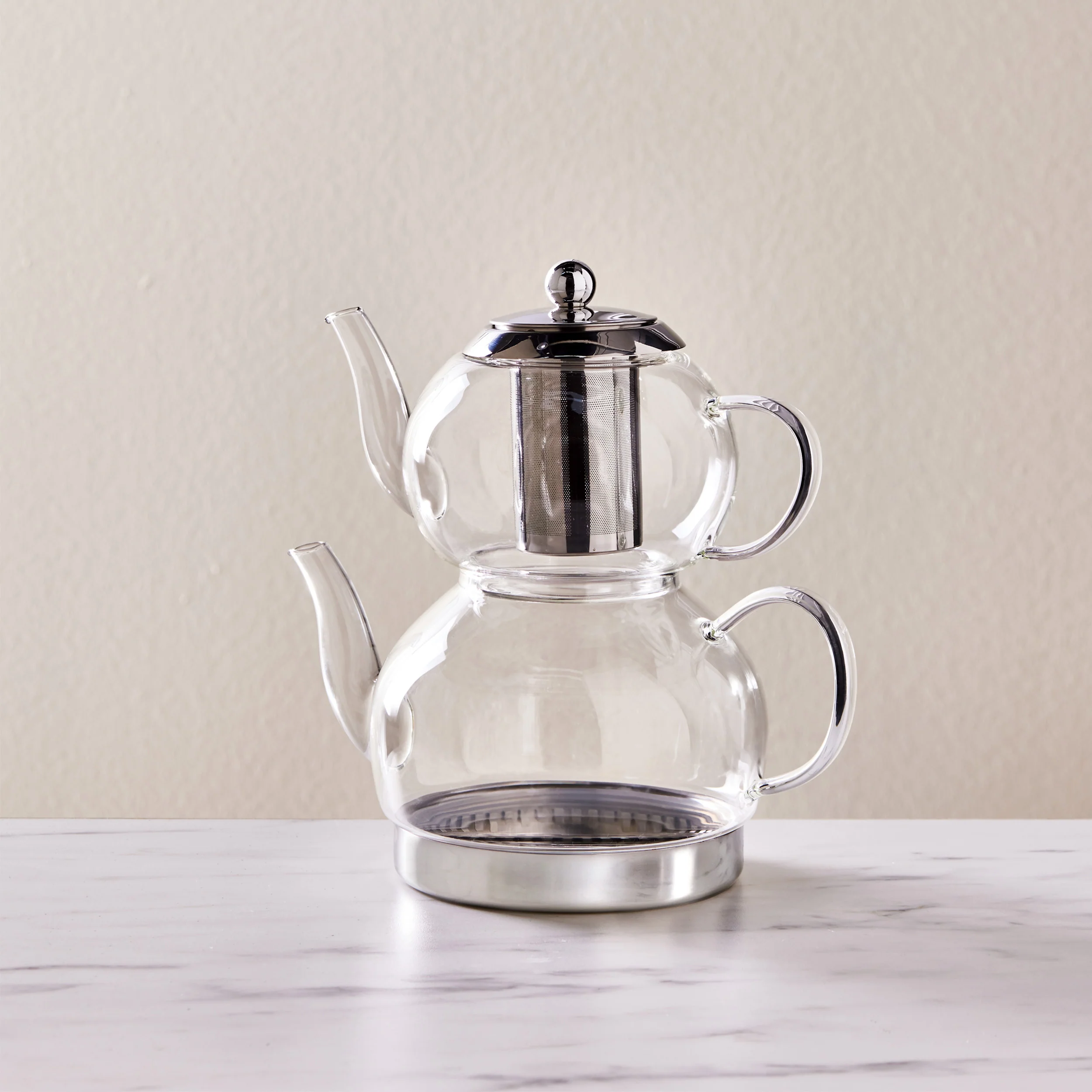 Karaca Pandora Glass Induction Teapot Set, Clear