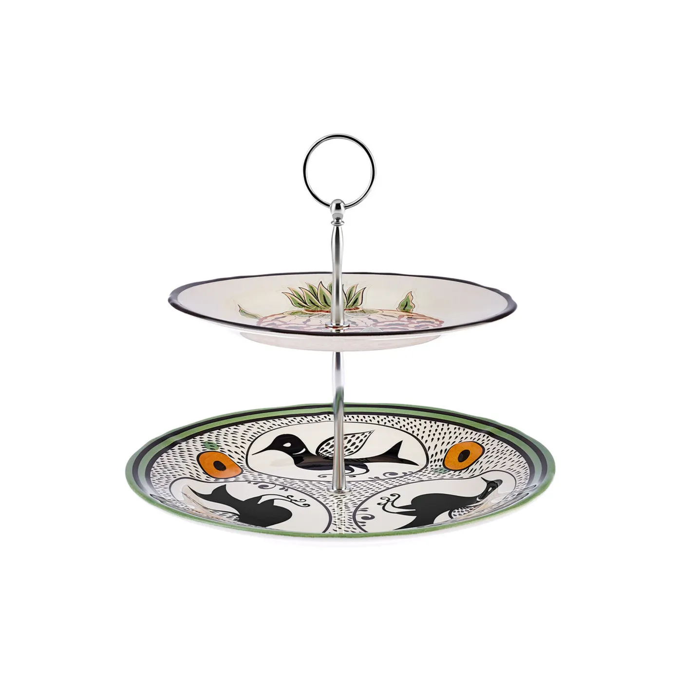 Karaca Paye Seljuk Collection Porcelain 2-Tier Cake Stand, 17cm, Green Multi - Image 2