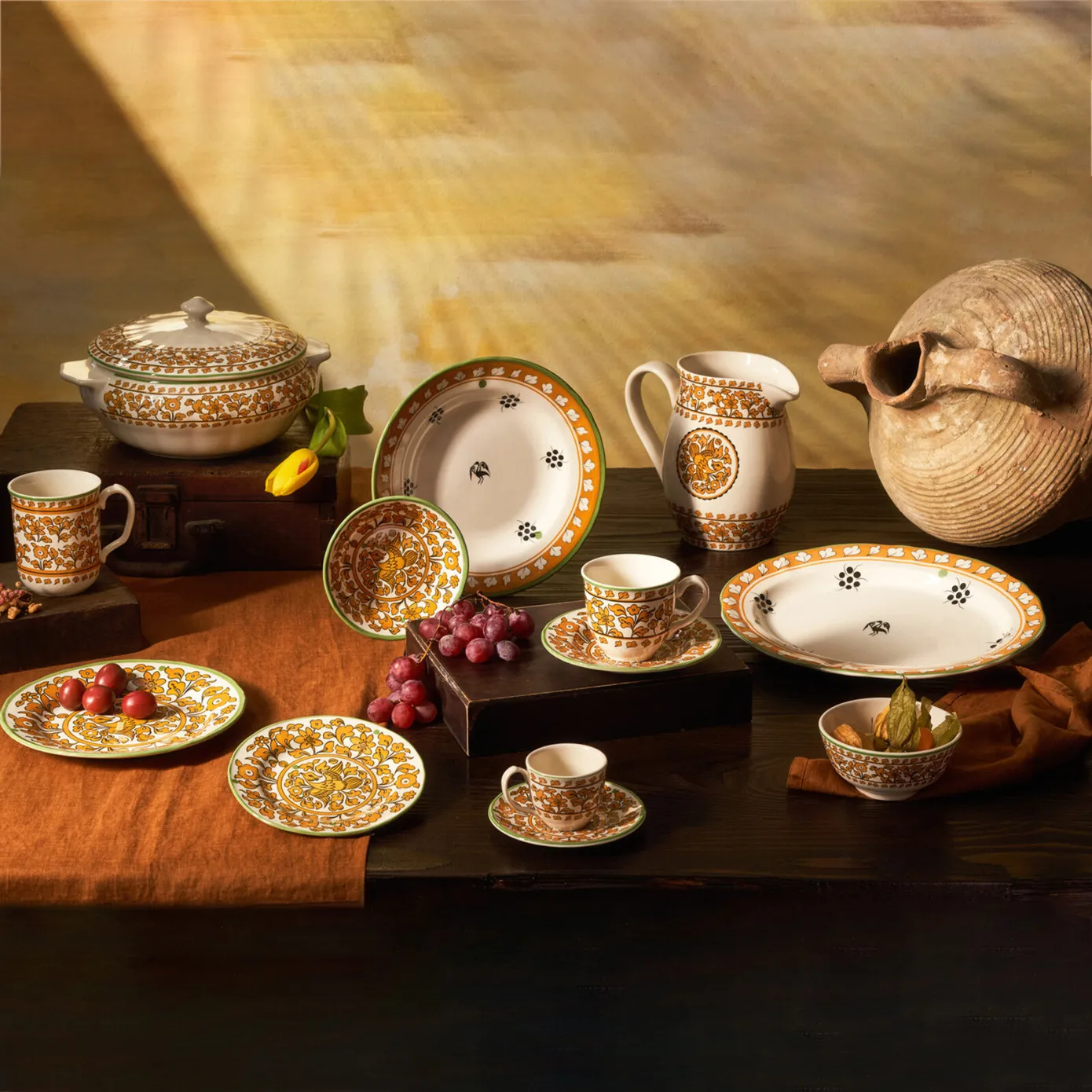 Karaca Paye Seljuk Collection Porcelain Pasta Bowl, 23cm, Yellow Multi - Image 4