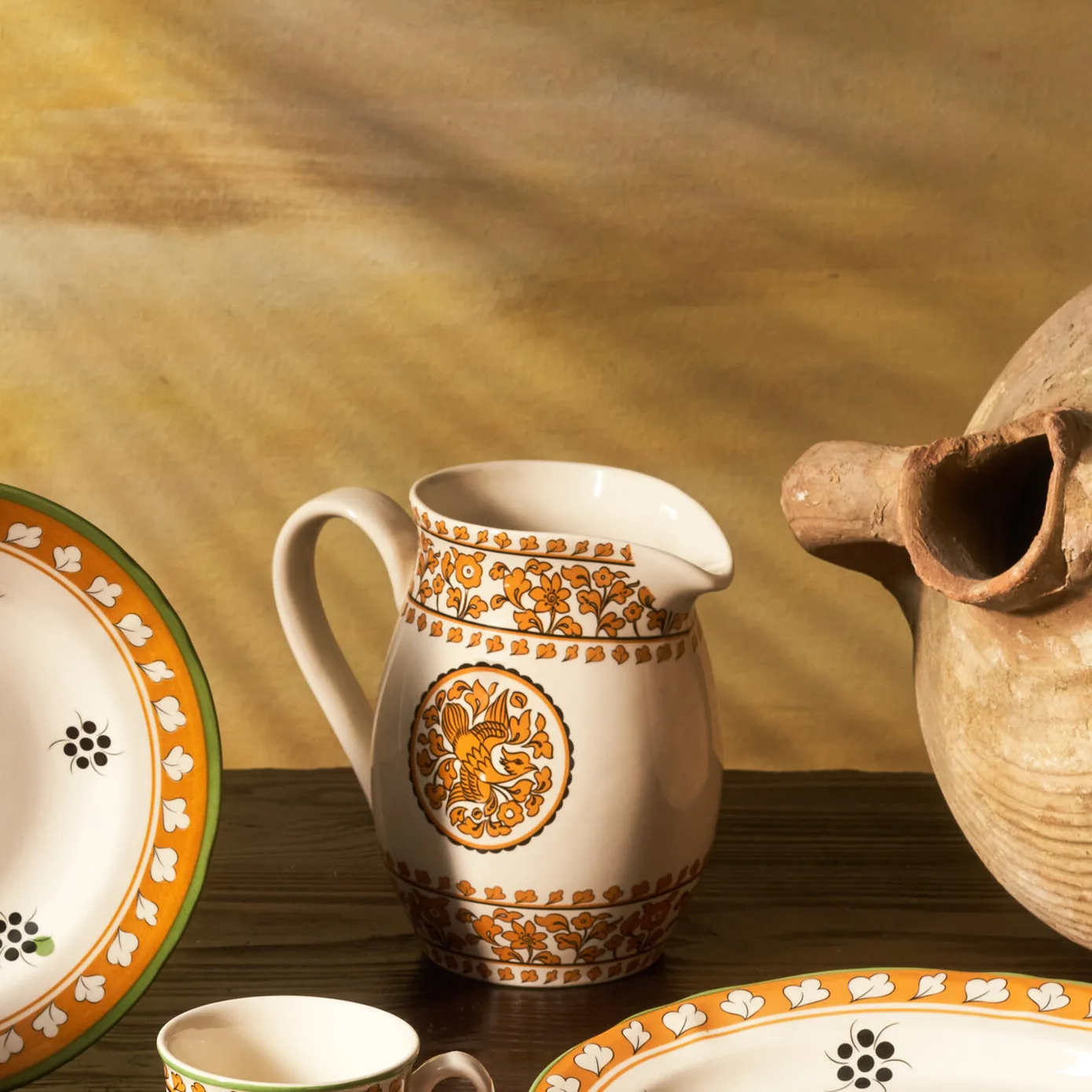 Karaca Paye Seljuk Collection Porcelain Pitcher, 1500ml, Orange Multi - Image 3