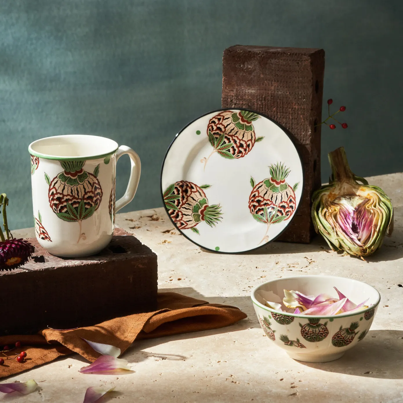 Karaca Paye Seljuk Collection Porcelain Snack Bowl, 12cm, Green Multi - Image 6
