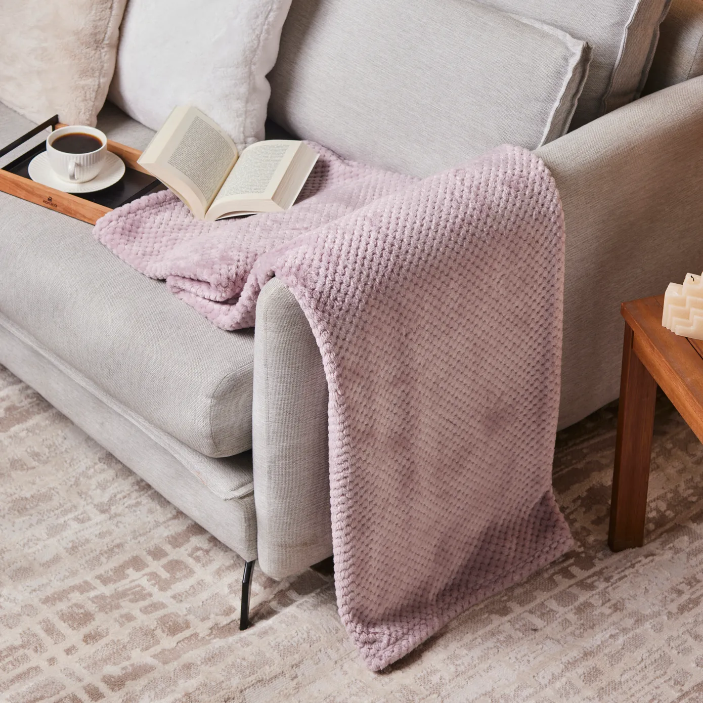 Karaca Pearl Baby Fleece Wellsoft TV Blanket, 130cmx150cm, Violet