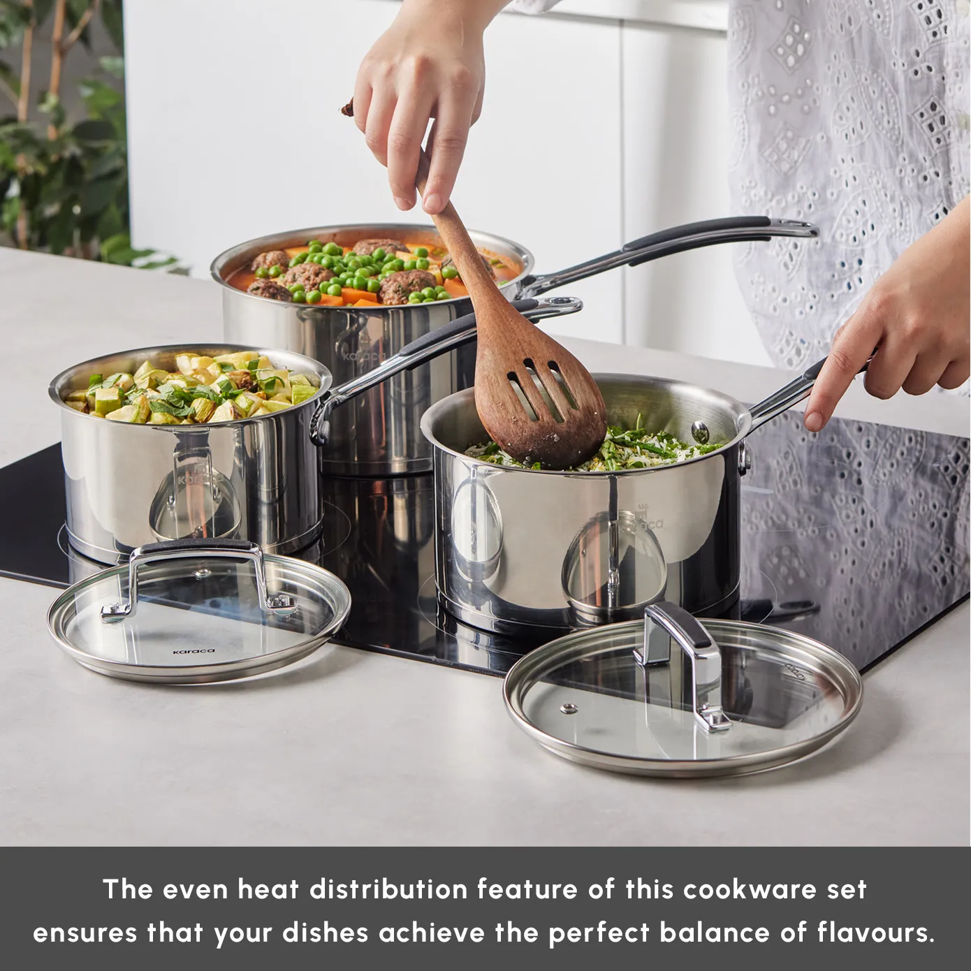 Karaca Pekka 6-Piece Stainless Steel Induction Cookware Set, Anthracite - Image 6
