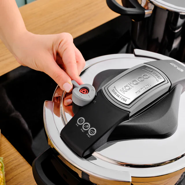 Karaca Perfect 2-Piece Stainless Steel Induction Pressure Cooker Set, 4L+6L, Black Silver - Image 7