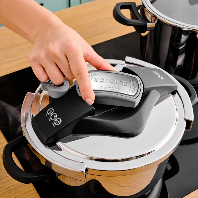Karaca Perfect 2-Piece Stainless Steel Induction Pressure Cooker Set, 4L+6L, Black Silver - Image 8