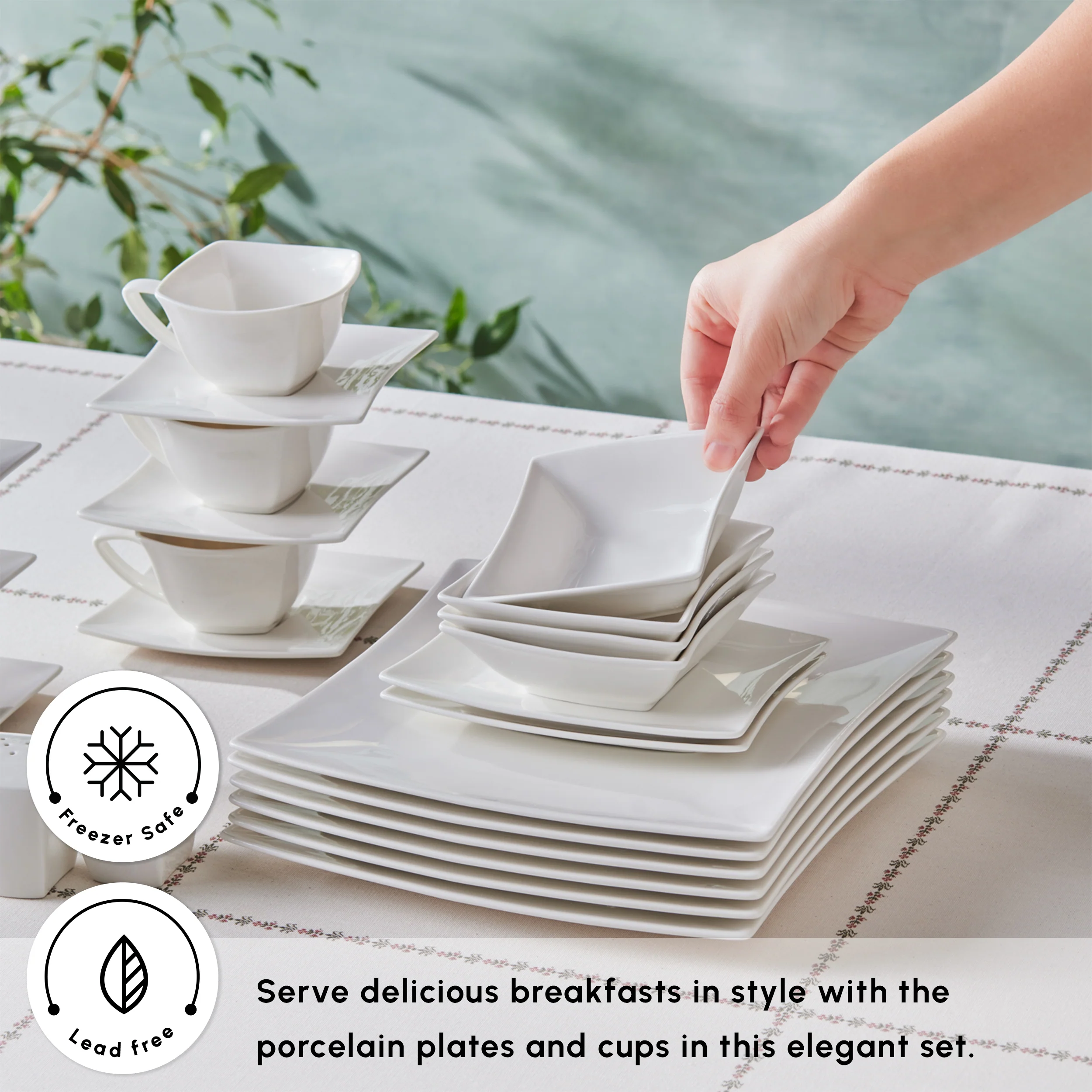 Karaca Stream Pure Perfect White 32-Piece Serveware Set for 6 People, White - Image 5
